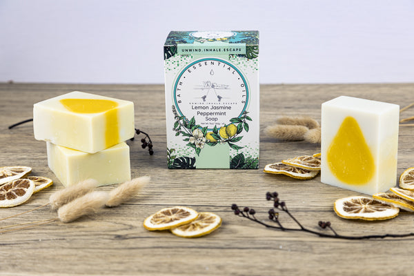 Lemon W/ Jasmine & Peppermint Essential Oil Soaps | Handmade